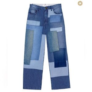 THE GREAT | The Billy Jean in Indigo Pin Stripe Patchwork // Size 24